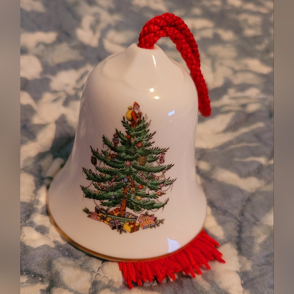 Spode White Bell Ornament with Christmas Tree.  3rd Edition.